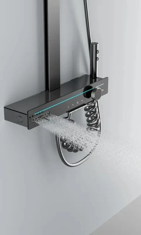 Digital Display Atmosphere Piano Key Storage Stand Shower Faucet Set factory