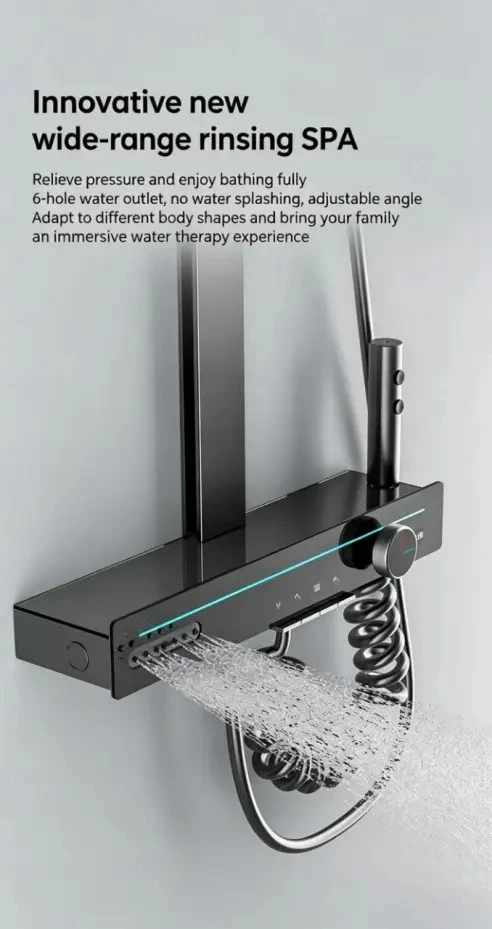 Digital Display Atmosphere Piano Key Storage Stand Shower Faucet Set high quality