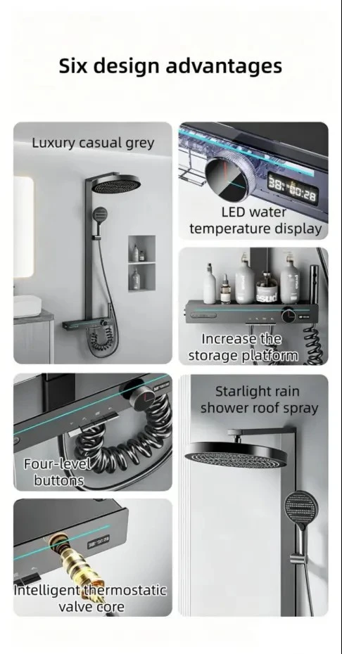 Digital Display Atmosphere Piano Key Storage Stand Shower Faucet Set price